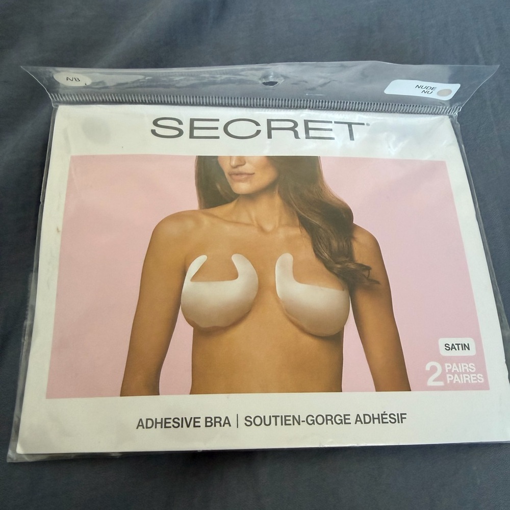 SECRET Adhesive Satin Bra Nude Size A/B 2 Pairs BRAND NEW Sealed